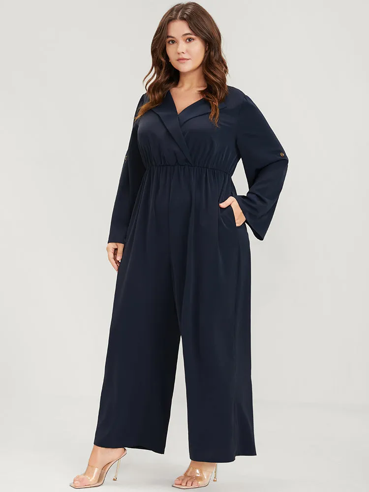 Solid Pocket Button Cuffed Sleeve Suit Collar Jumpsuit sold by Bloomchic product image thumbnail 3
