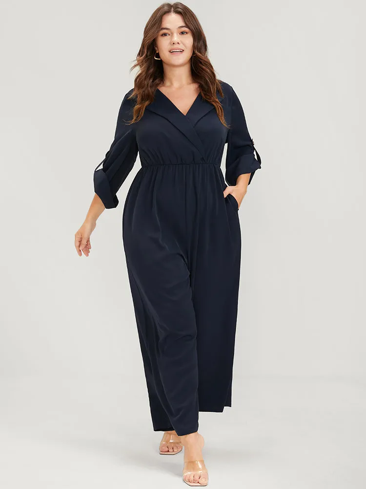 Solid Pocket Button Cuffed Sleeve Suit Collar Jumpsuit sold by Bloomchic product image thumbnail 4