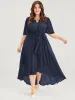 Solid Keyhole Neck Ruffle Asymmetrical Hem Belted Maxi Dress sold by Bloomchic