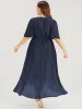 Solid Keyhole Neck Ruffle Asymmetrical Hem Belted Maxi Dress sold by Bloomchic