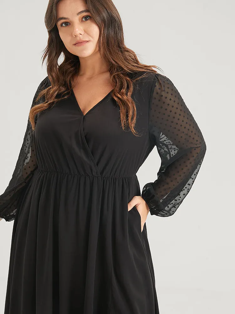 Solid Split Eyelet Lace Belted Pocket Button Wrap Maxi Dress sold by Bloomchic product image thumbnail 5