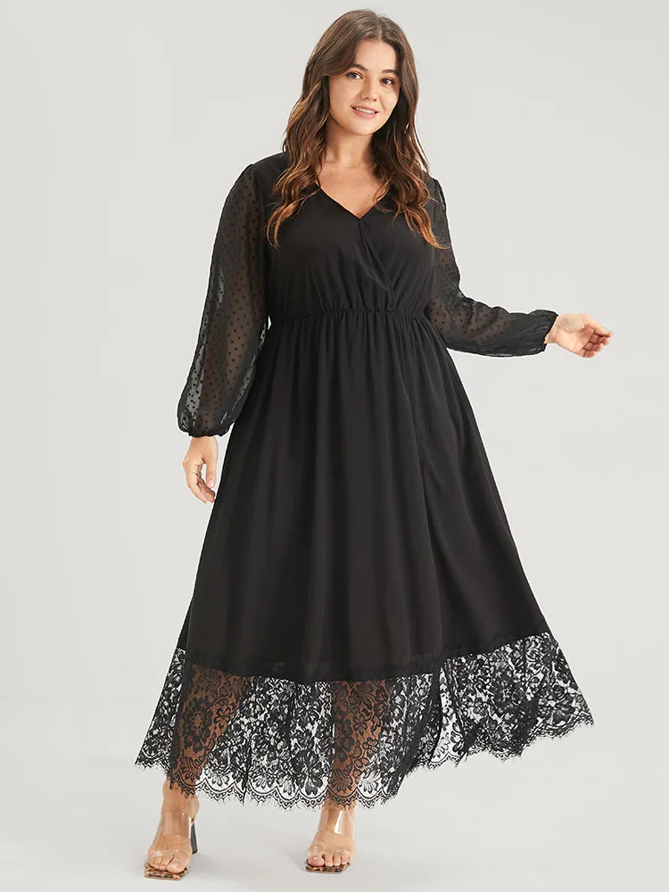Solid Split Eyelet Lace Belted Pocket Button Wrap Maxi Dress sold by Bloomchic product image thumbnail 4