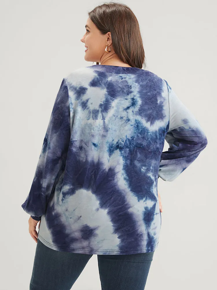 Tie Dye Fake Button V Neck Sweatshirt sold by Bloomchic product image thumbnail 5
