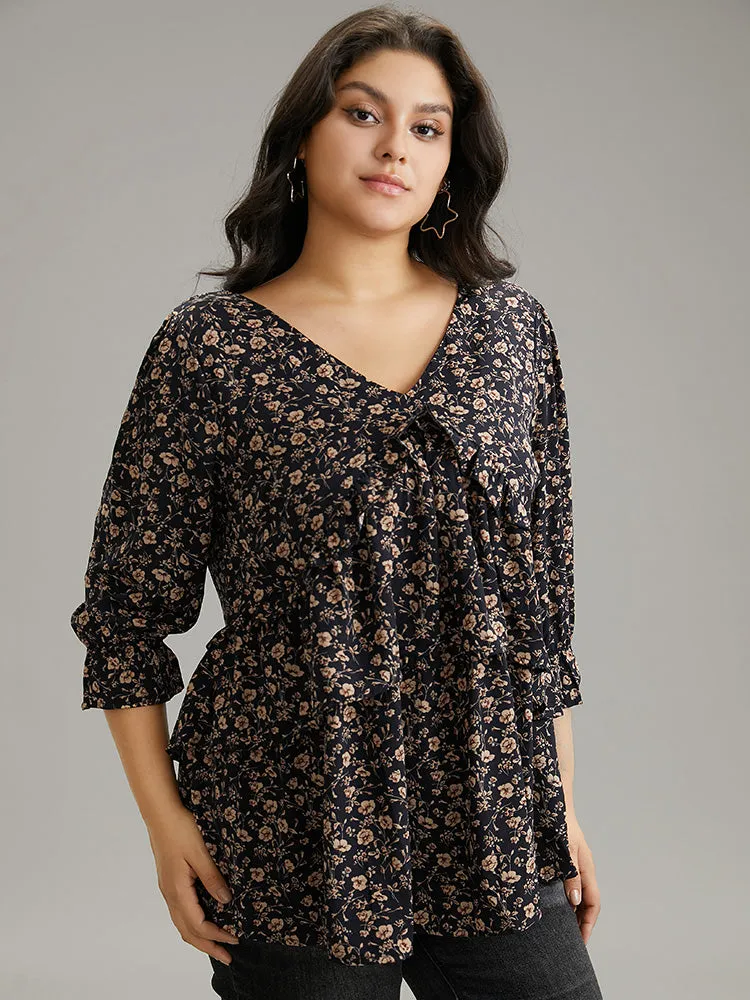 Ditsy Floral Tiered Ruffles Gathered Blouse sold by Bloomchic product image thumbnail 3