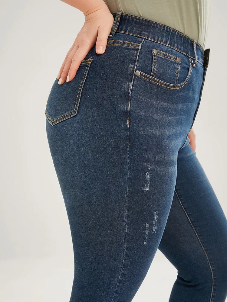 Skinny Very Stretchy Mid Rise Dark Wash Gap Proof Jeans sold by Bloomchic product image thumbnail 5