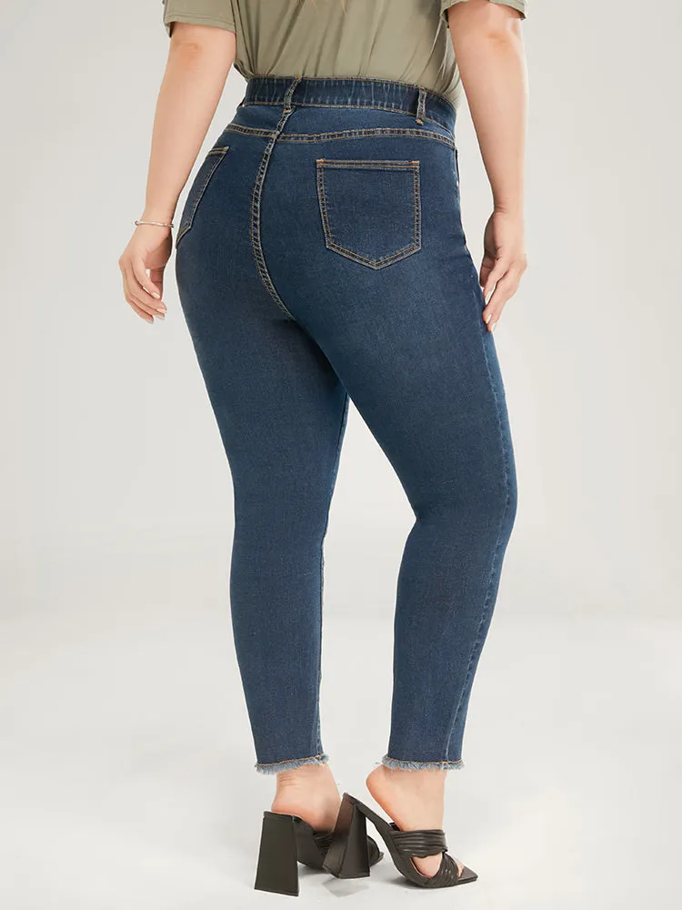 Skinny Very Stretchy Mid Rise Dark Wash Gap Proof Jeans sold by Bloomchic product image thumbnail 3