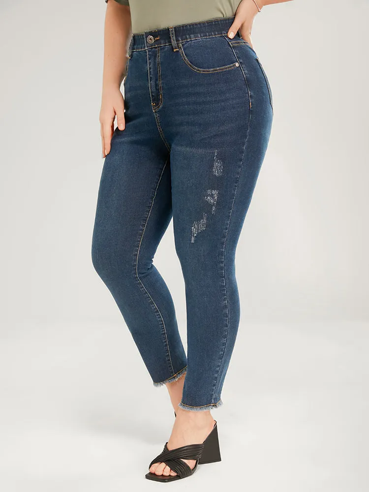 Skinny Very Stretchy Mid Rise Dark Wash Gap Proof Jeans sold by Bloomchic product image thumbnail 4