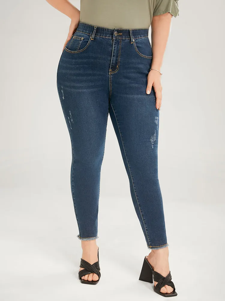 Skinny Very Stretchy Mid Rise Dark Wash Gap Proof Jeans sold by Bloomchic