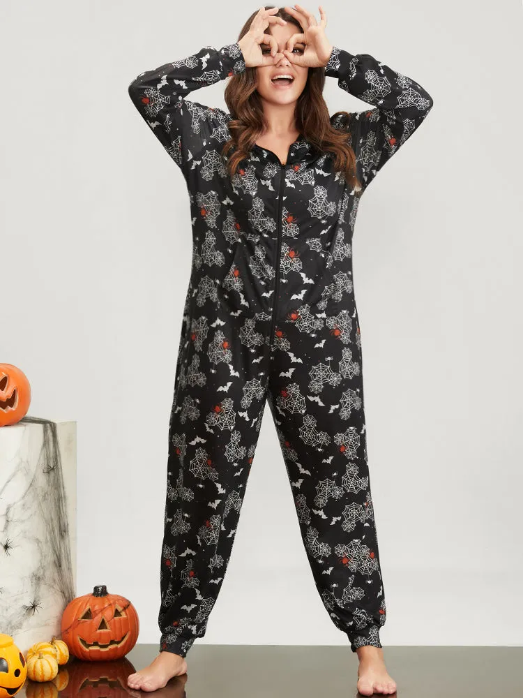 Halloween Print Pocket Zip Up Jumpsuit sold by Bloomchic product image thumbnail 4