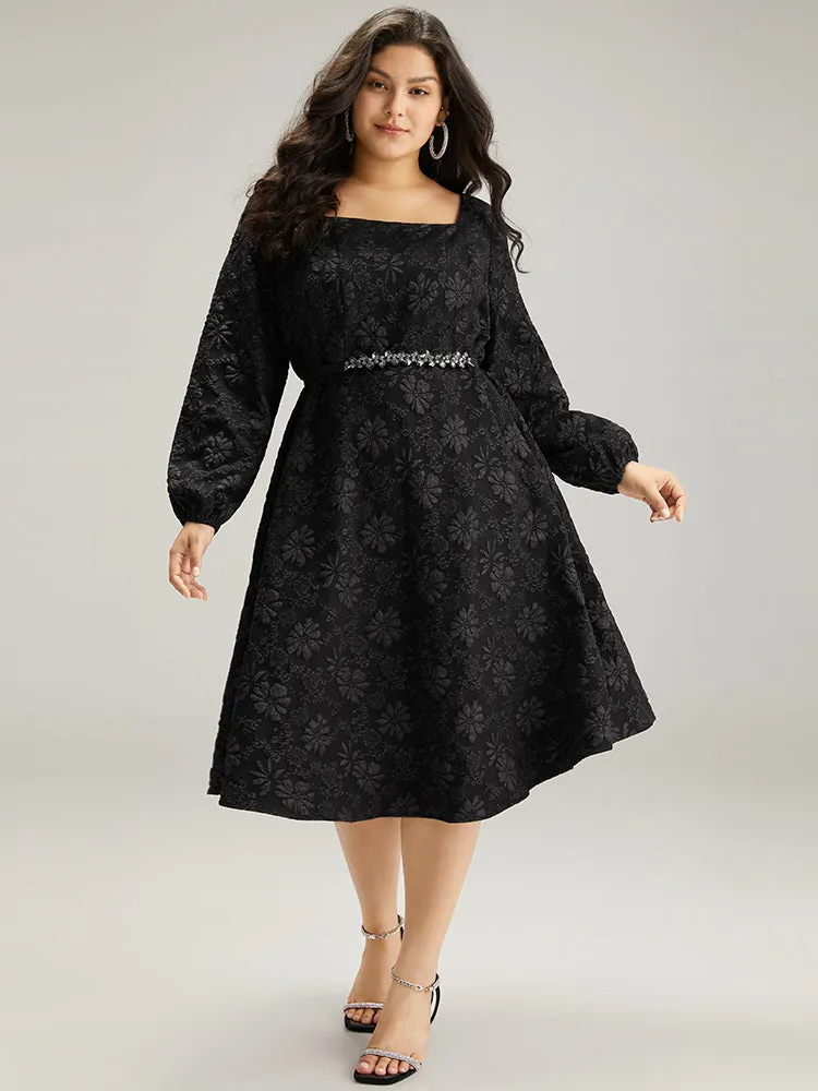 Floral Print Plisse Pocket Lantern Sleeve Dress sold by Bloomchic product image thumbnail 4