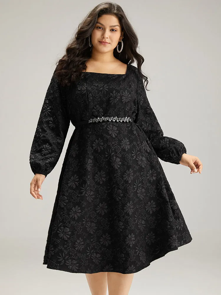 Floral Print Plisse Pocket Lantern Sleeve Dress sold by Bloomchic product image thumbnail 5