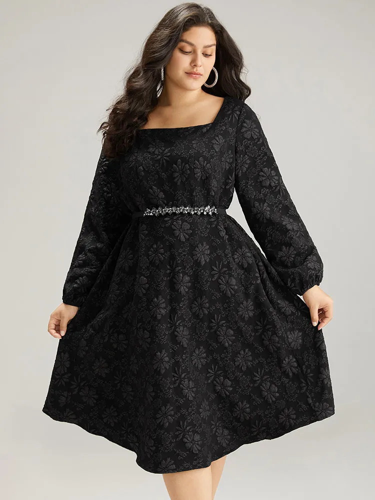 Floral Print Plisse Pocket Lantern Sleeve Dress sold by Bloomchic