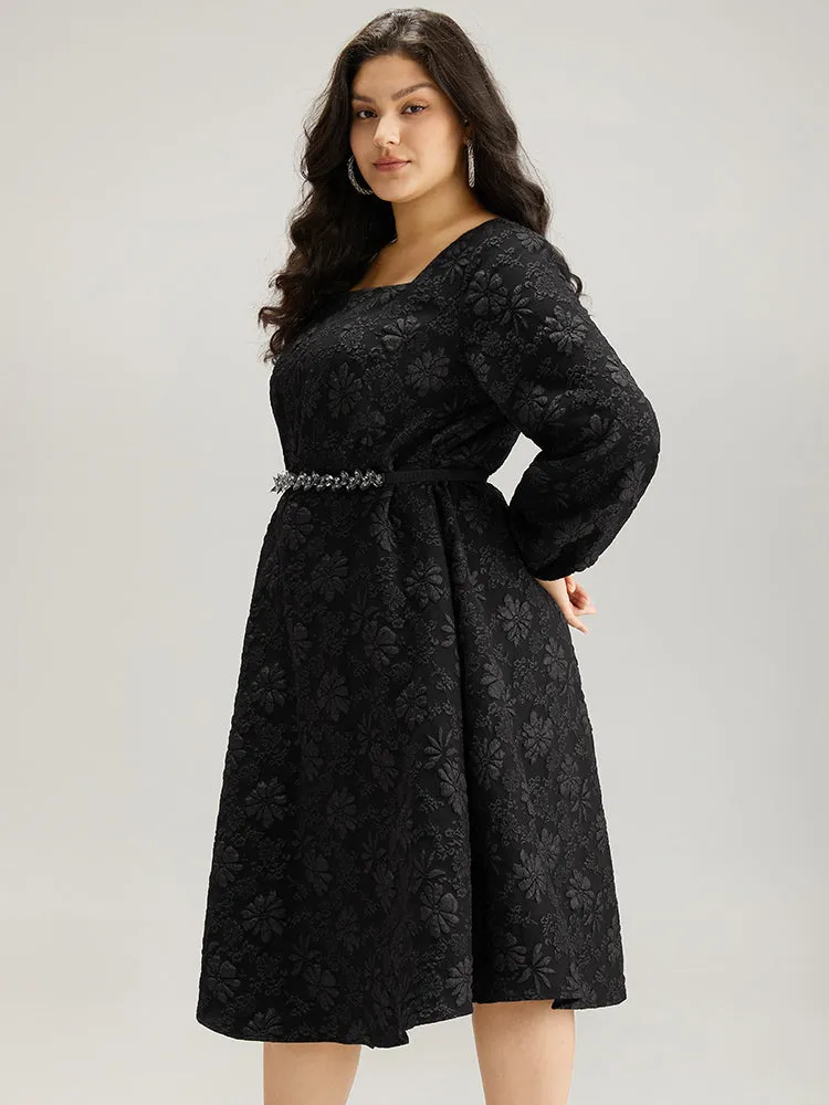 Floral Print Plisse Pocket Lantern Sleeve Dress sold by Bloomchic product image thumbnail 2