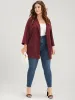 Plain Drop Shoulder Cuffed Sleeve Pocket Blazer sold by Bloomchic
