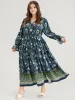 Floral Lantern Sleeve Pocket Split Wrap Flutter Hem Maxi Dress sold by Bloomchic