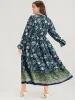 Floral Lantern Sleeve Pocket Split Wrap Flutter Hem Maxi Dress sold by Bloomchic