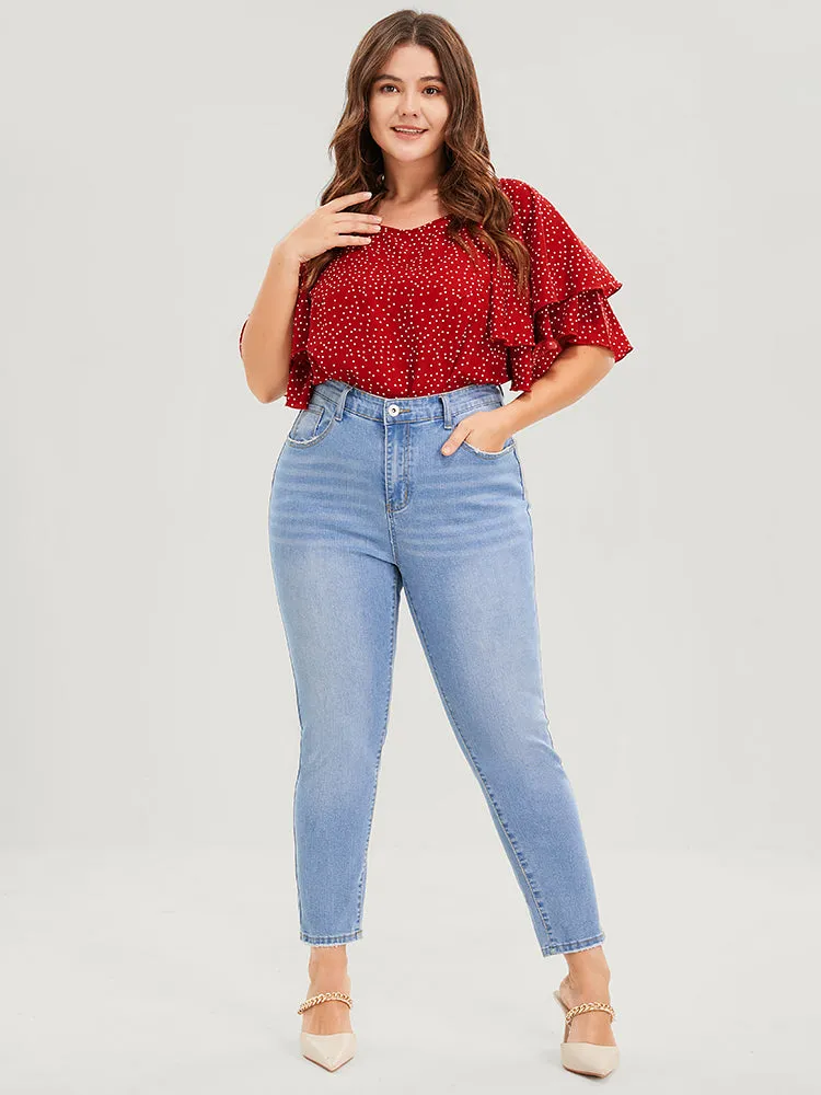 Straight Very Stretchy Mid Rise Light Wash Jeans sold by Bloomchic product image thumbnail 3