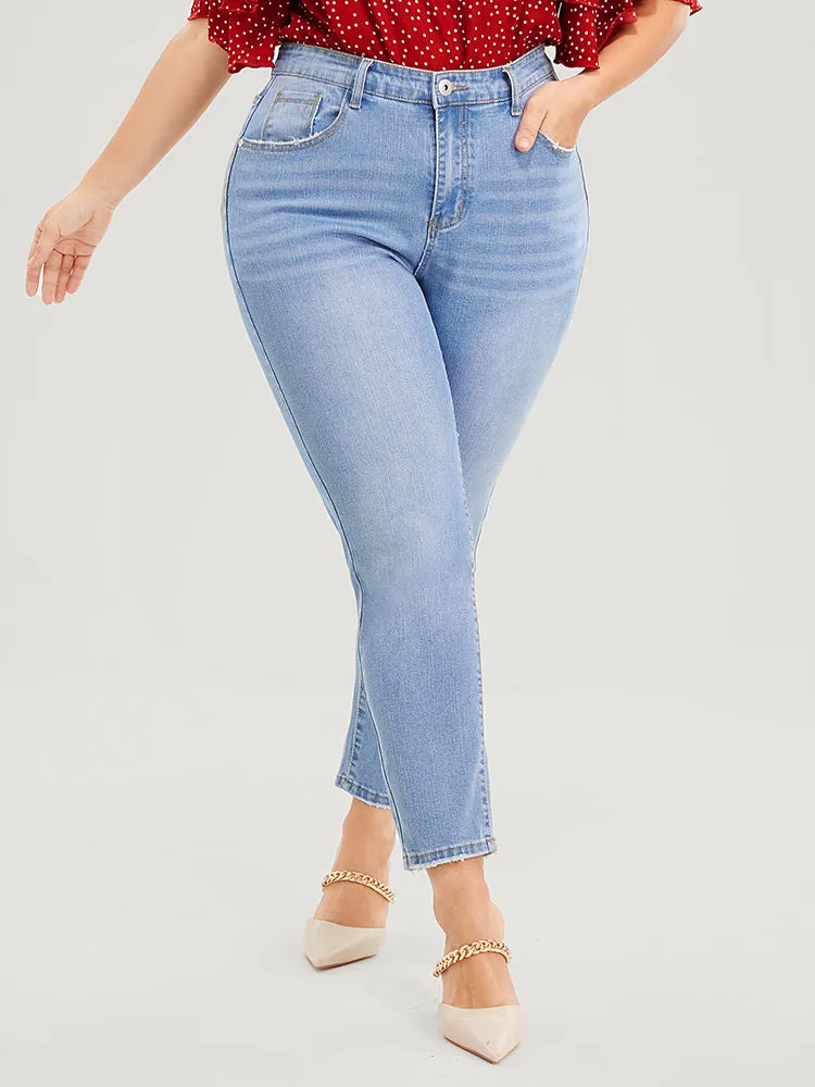 Straight Very Stretchy Mid Rise Light Wash Jeans sold by Bloomchic product image thumbnail 4