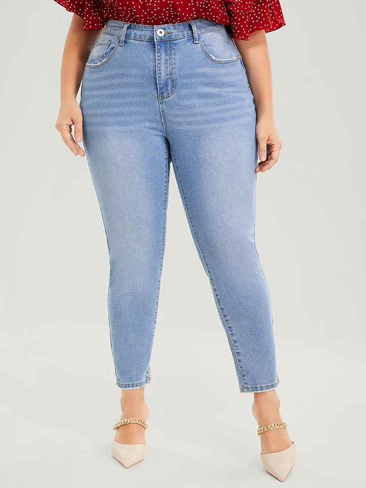 Straight Very Stretchy Mid Rise Light Wash Jeans sold by Bloomchic product image thumbnail 2