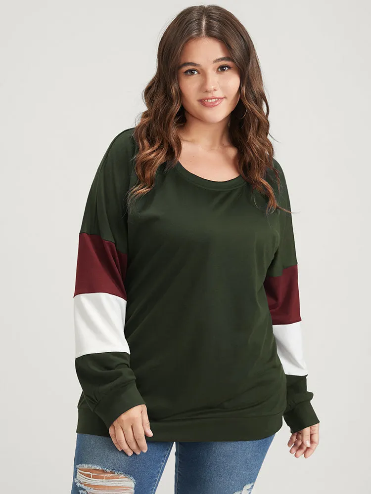 Colorblock Patchwork Round Neck Drop Shoulder Sweatshirt sold by Bloomchic