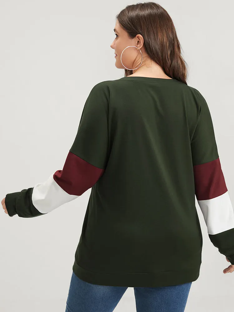 Colorblock Patchwork Round Neck Drop Shoulder Sweatshirt sold by Bloomchic product image thumbnail 5