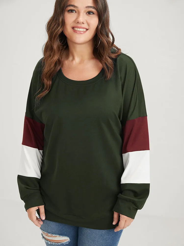 Colorblock Patchwork Round Neck Drop Shoulder Sweatshirt sold by Bloomchic product image thumbnail 4