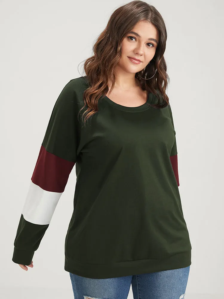 Colorblock Patchwork Round Neck Drop Shoulder Sweatshirt sold by Bloomchic product image thumbnail 3