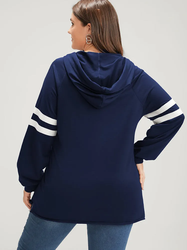 Solid Contrast Pocket Drawstring Hooded Sweatshirt sold by Bloomchic product image thumbnail 3