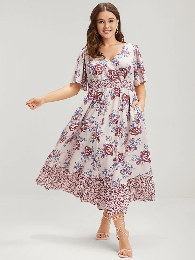 Floral Pocket Button Ruffles Wrap Maxi Dress sold by Bloomchic