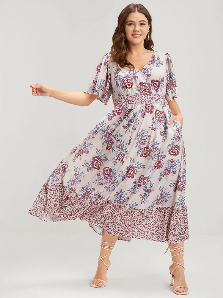 Floral Pocket Button Ruffles Wrap Maxi Dress sold by Bloomchic product image thumbnail 2