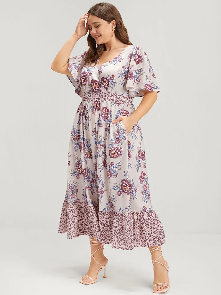 Floral Pocket Button Ruffles Wrap Maxi Dress sold by Bloomchic product image thumbnail 3