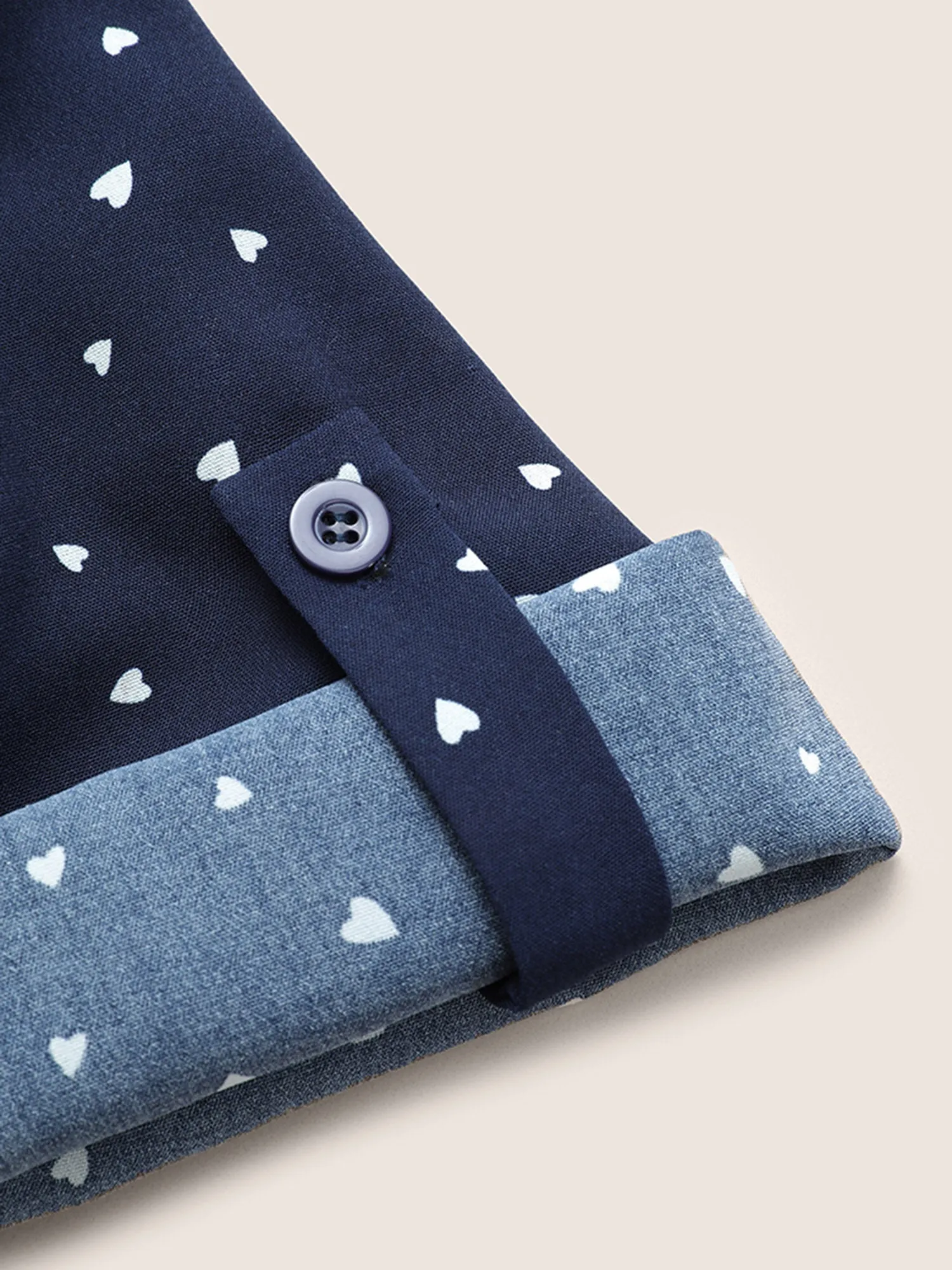 Heart Print Tab Sleeve Pocket Notched Blouse sold by Bloomchic product image thumbnail 5