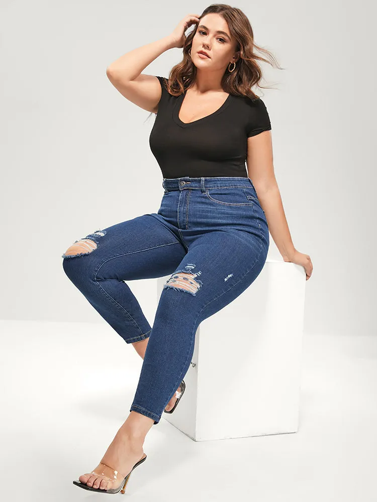 Skinny Moderately Stretchy Mid Rise Medium Wash Pocket Jeans sold by Bloomchic product image thumbnail 5