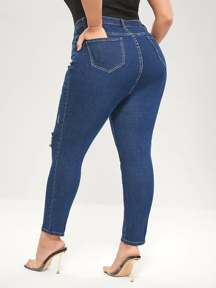 Skinny Moderately Stretchy Mid Rise Medium Wash Pocket Jeans sold by Bloomchic product image thumbnail 3
