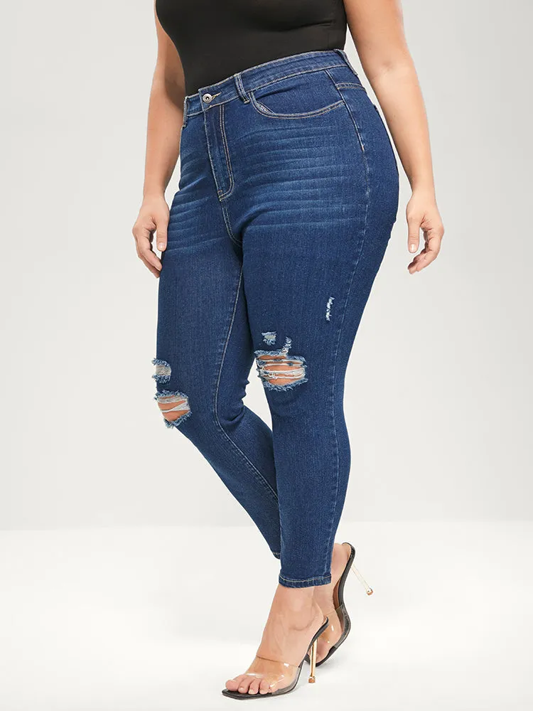 Skinny Moderately Stretchy Mid Rise Medium Wash Pocket Jeans sold by Bloomchic product image thumbnail 4