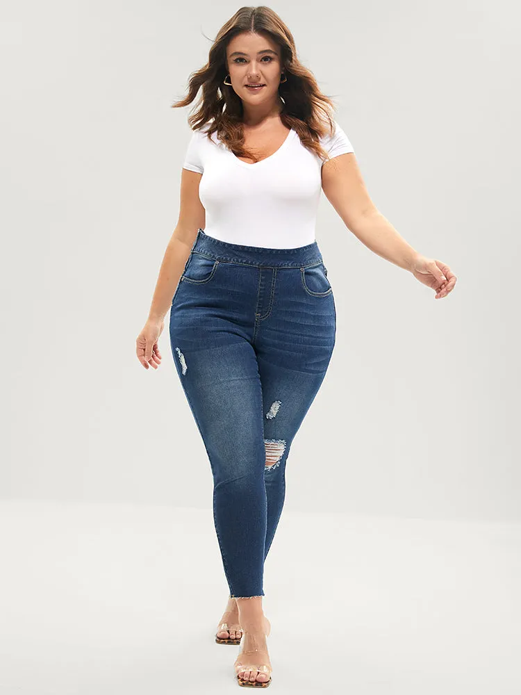 Skinny Very Stretchy High Rise Medium Wash Sculpt Waist Jeans sold by Bloomchic product image thumbnail 2