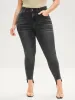 Skinny Moderately Stretchy Mid Rise Dark Wash Gap Proof Jeans sold by Bloomchic