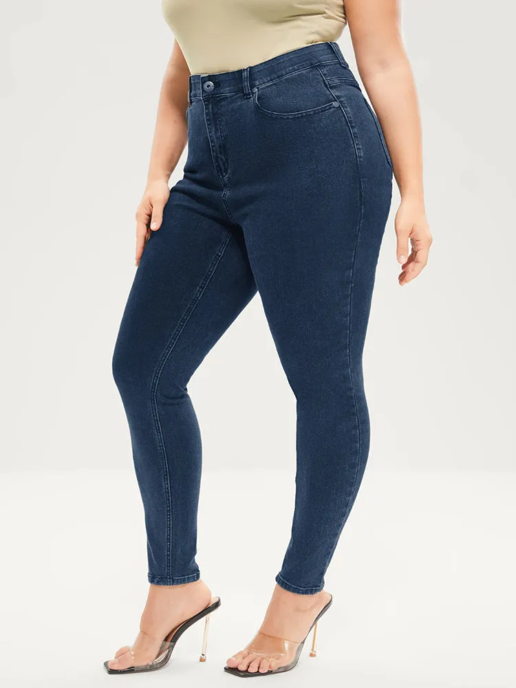 Skinny Very Stretchy Mid Rise Dark Wash Gap Proof Jeans sold by Bloomchic product image thumbnail 4