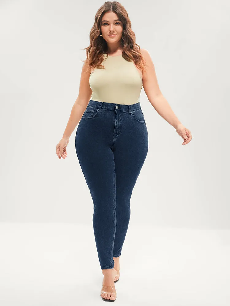 Skinny Very Stretchy Mid Rise Dark Wash Gap Proof Jeans sold by Bloomchic product image thumbnail 2