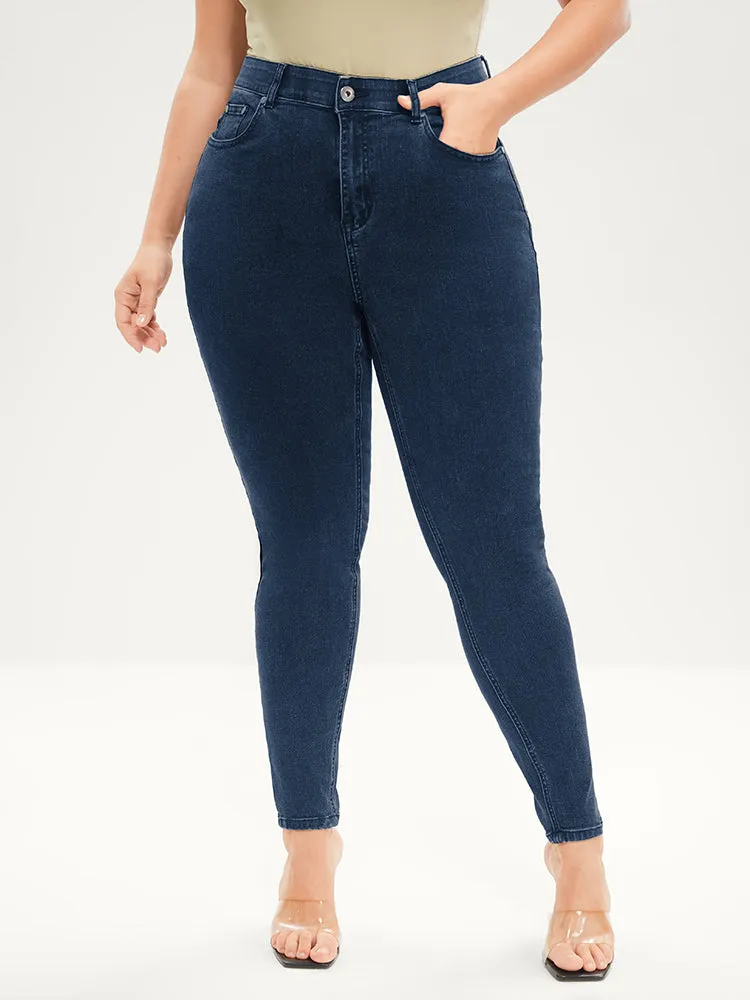 Skinny Very Stretchy Mid Rise Dark Wash Gap Proof Jeans sold by Bloomchic