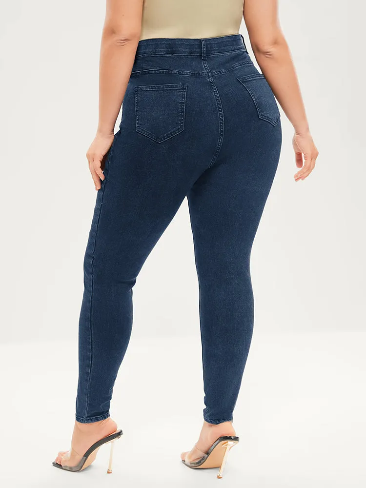 Skinny Very Stretchy Mid Rise Dark Wash Gap Proof Jeans sold by Bloomchic product image thumbnail 3