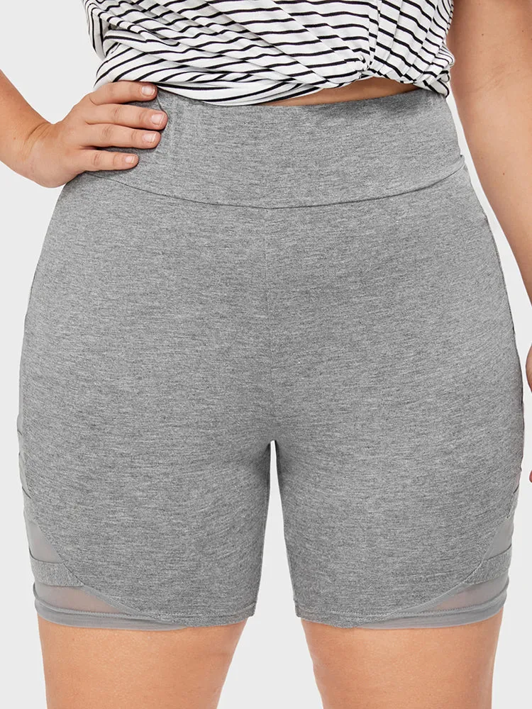 Solid Wideband Waist Mesh Patchwork Shorts sold by Bloomchic product image thumbnail 5