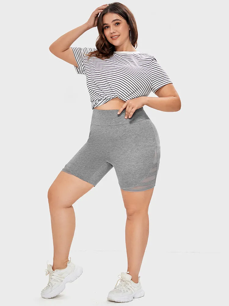 Solid Wideband Waist Mesh Patchwork Shorts sold by Bloomchic product image thumbnail 2