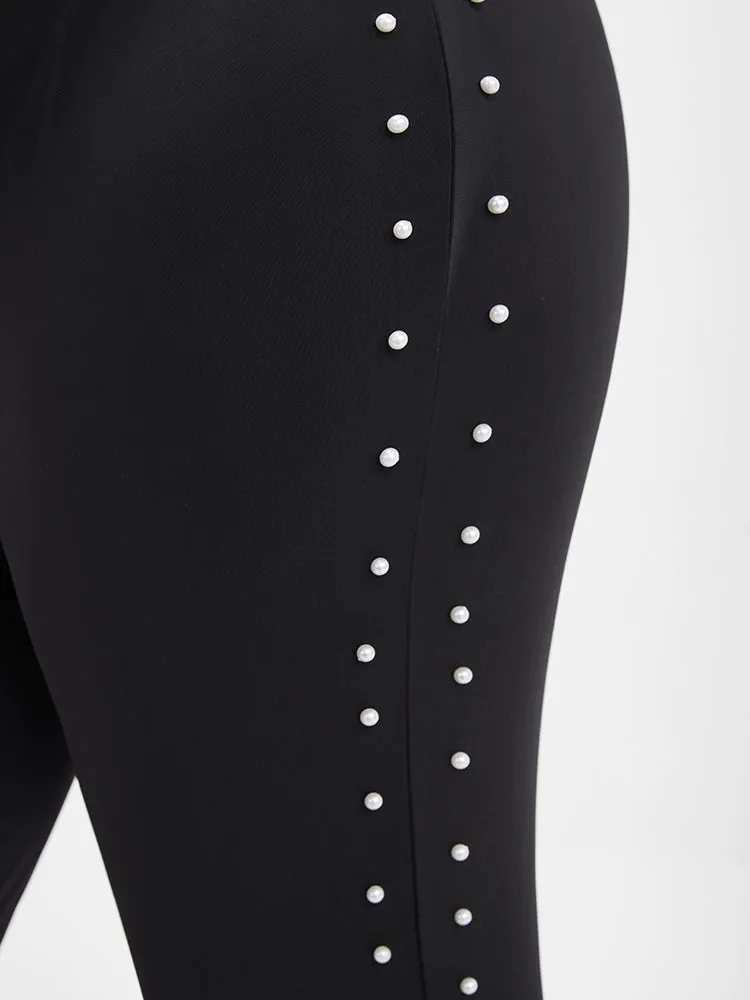 Solid Beaded Split Hem Skinny Leggings sold by Bloomchic product image thumbnail 5