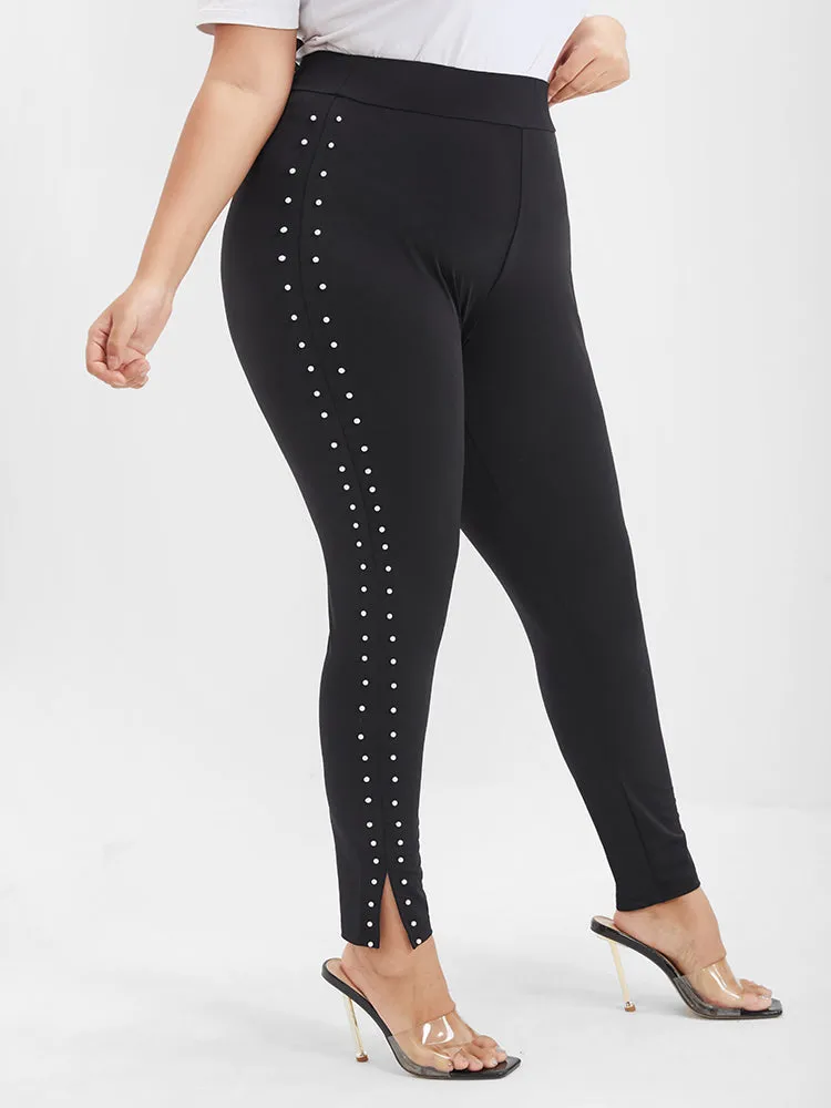Solid Beaded Split Hem Skinny Leggings sold by Bloomchic product image thumbnail 3
