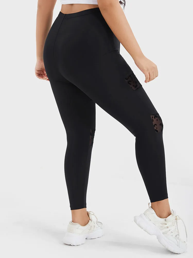 Solid Leopard Patchwork Skinny Leggings sold by Bloomchic product image thumbnail 5