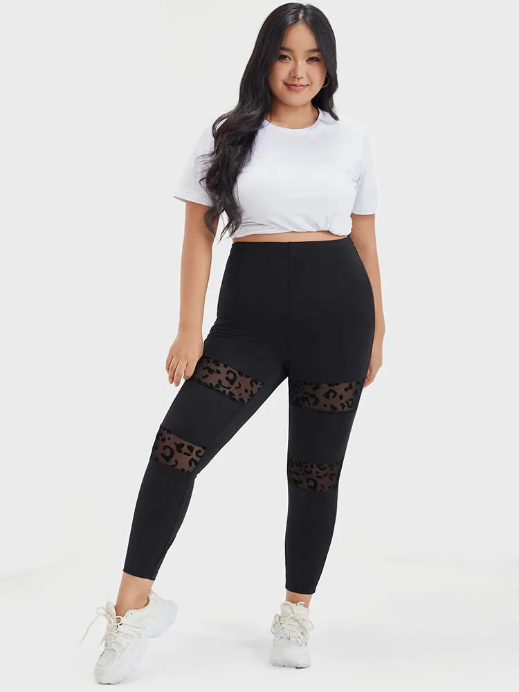 Solid Leopard Patchwork Skinny Leggings sold by Bloomchic product image thumbnail 2