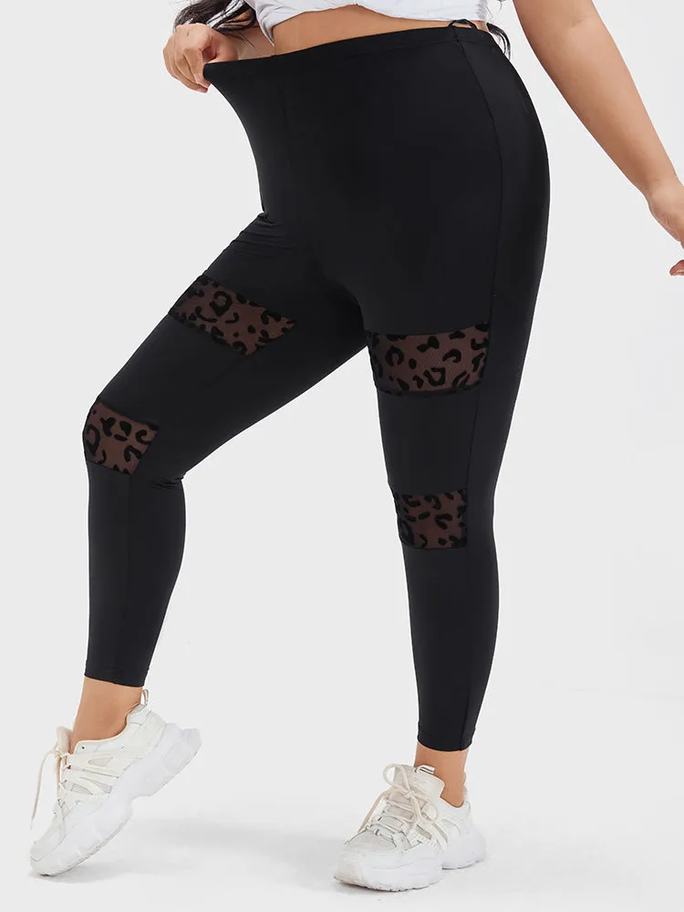 Solid Leopard Patchwork Skinny Leggings sold by Bloomchic product image thumbnail 4