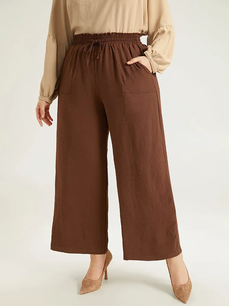 Solid Paperbag Waist Ties Woven Pants sold by Bloomchic