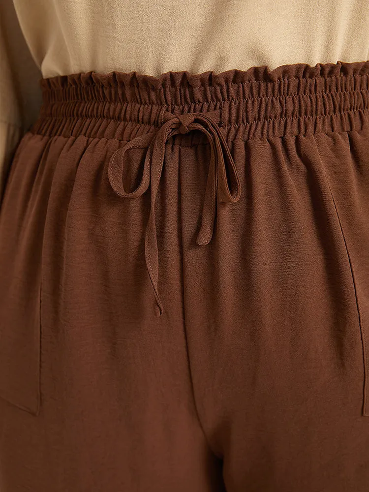 Solid Paperbag Waist Ties Woven Pants sold by Bloomchic product image thumbnail 5